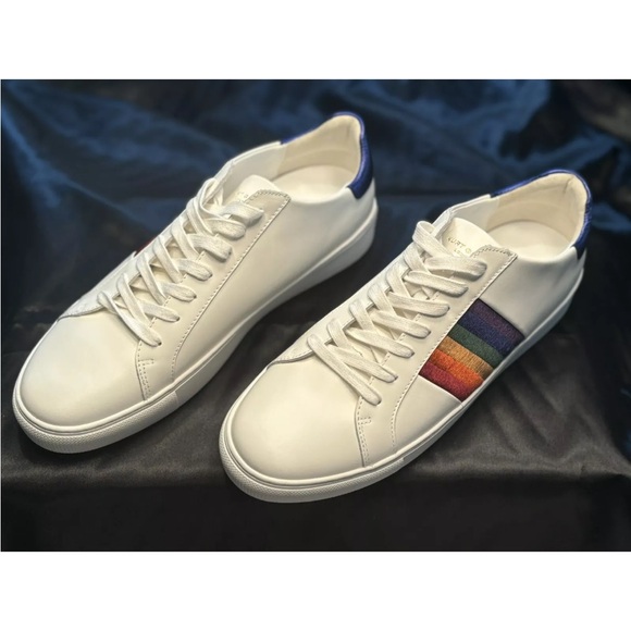 Kurt Geiger Lennon White Sneakers with Multicolor Stripe - Picture 1 of 5